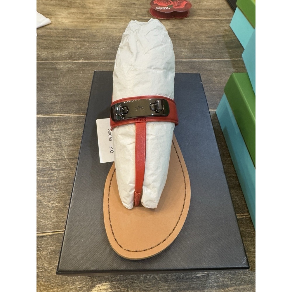 Coach Gracie Swagger Thong Sandals Burnt Orange Size 6.5 New In Box - Picture 9 of 16